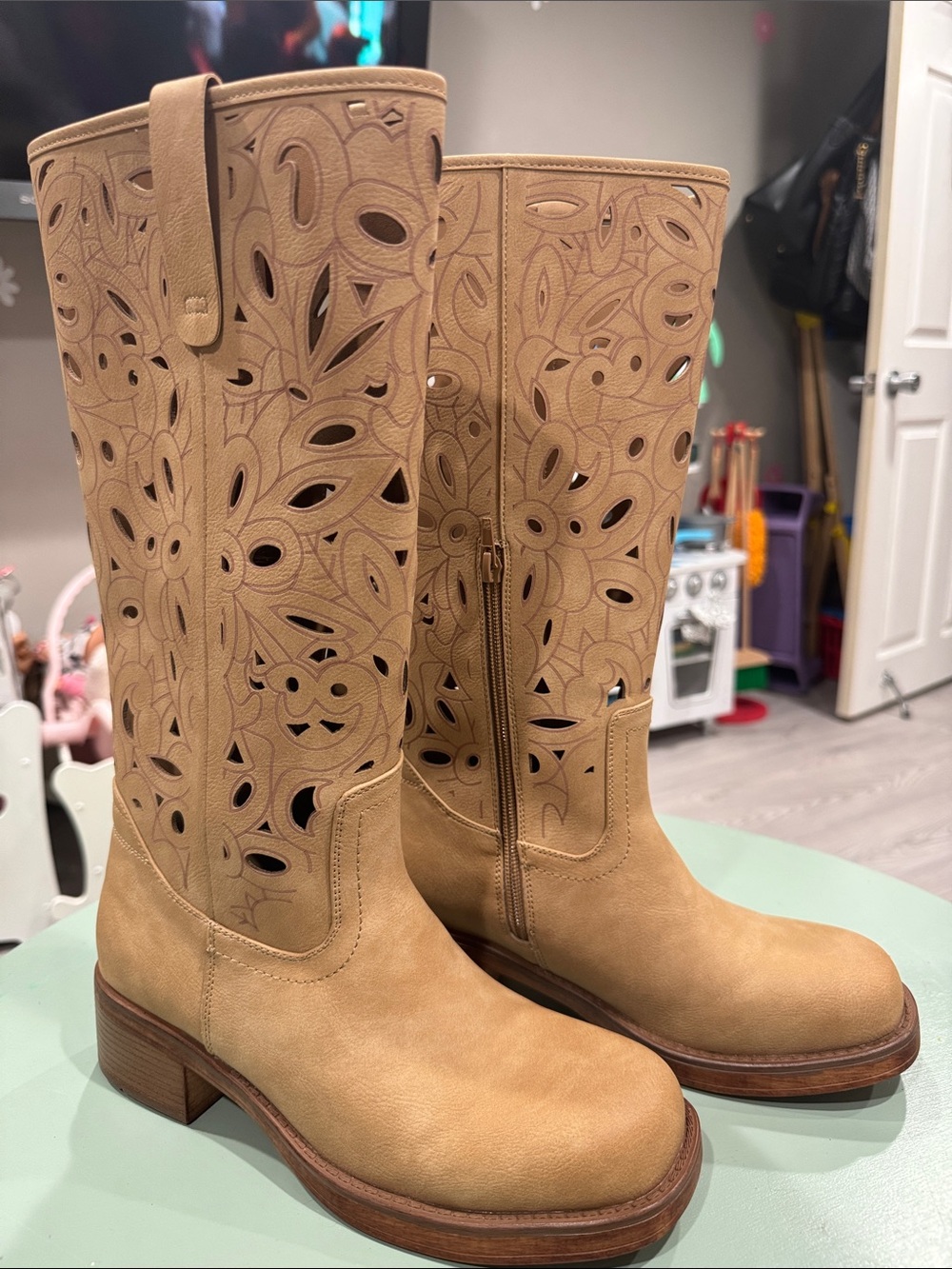 NY&Co Curtis Camel Cut-out Tall Boots